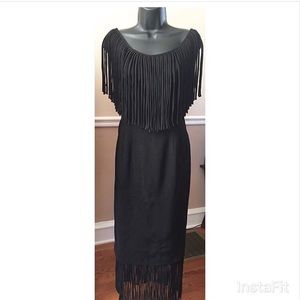 Vintage Mr. Blackwell Design Black Fringe Dress
